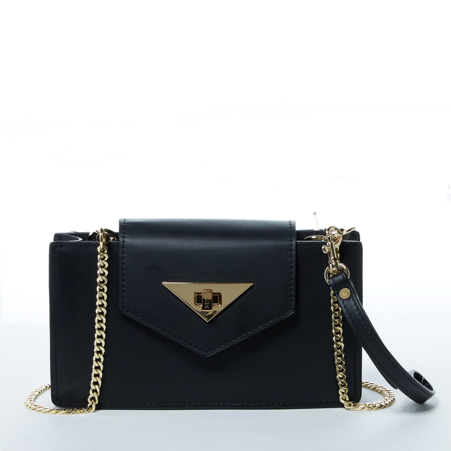 SUSU the Mary Black Small Crossbody Leather Wristlet