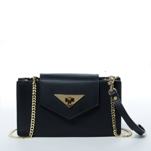 SUSU the Mary Black Small Crossbody Leather Wristlet