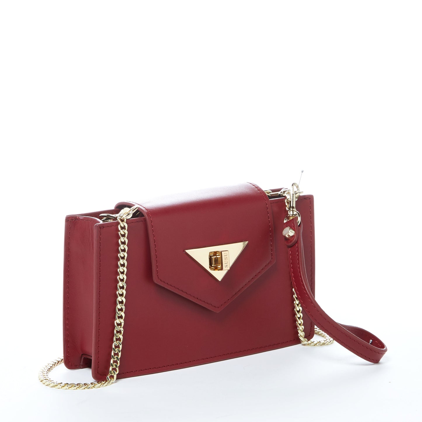 SUSU the Mary Small Crossbody Leather Wristlet Burgundy