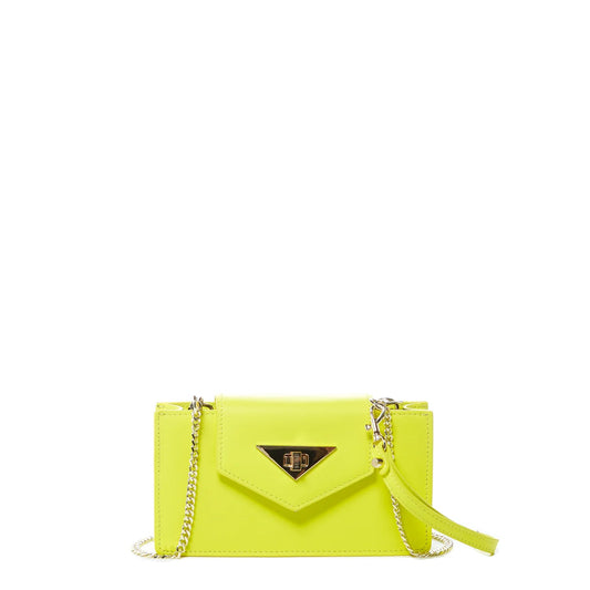 Mary Bright Yellow Small Crossbody Leather Wristlet
