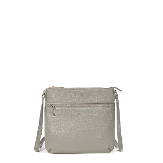 SUSU Gray Leather Crossbody Bag