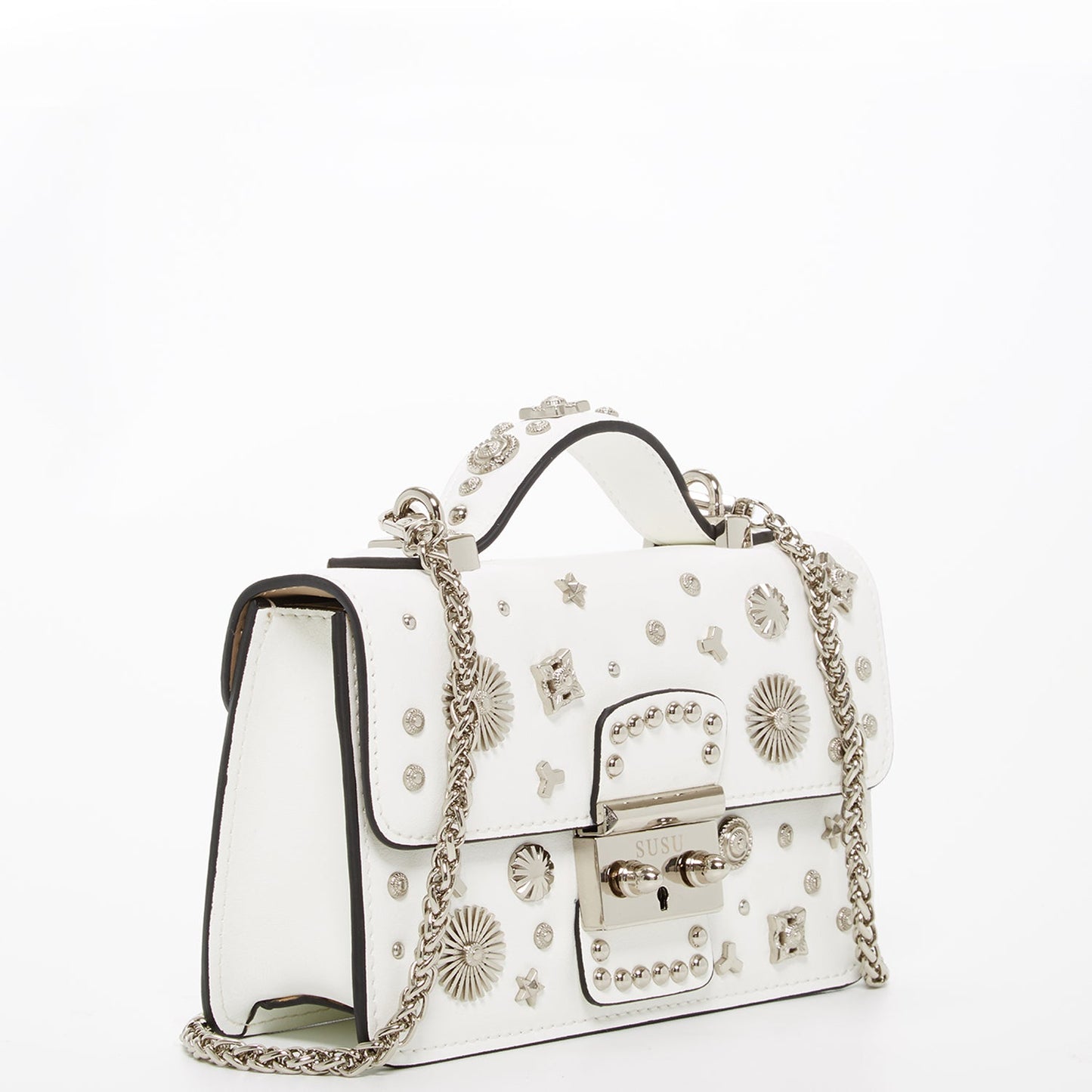 SUSU Small Leather Crossbody Bag White Purse